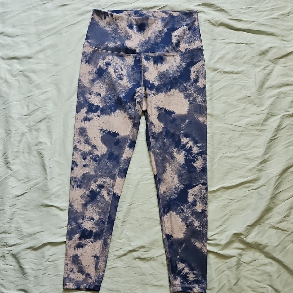 Harmony Balance Blue and Cream Tie-Dye Leggings, Size M